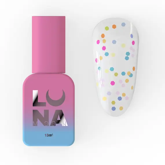 LUNA / Top Bonbon / прозорий з кольоровою крихтою / 13 мл
