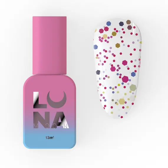 LUNA / Top Confetti / прозорий з кольоровою крихтою / 13 мл