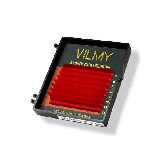 Вії VILMY / KLIPKY / red / Мікс / 8 ліній
