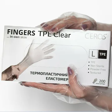 CEROS / Рукавички TPE (термопластичний еластомер) / Clear (200шт/100пар)