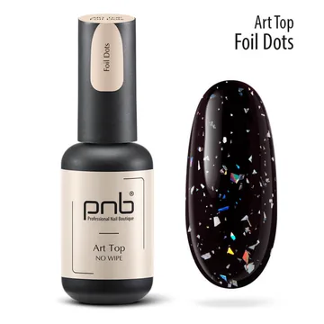 PNB / Art Top / Foil Dots / прозорий зі сріблястою фольгою /8 мл (Розпродаж. Термін 11.24)