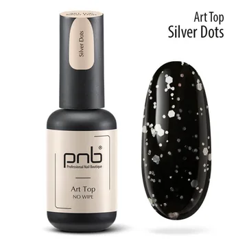 PNB / Art Top / Silver Dots / прозорий зі сріблястими фігурами / 8 мл (Розпродаж. Термін 11.24)